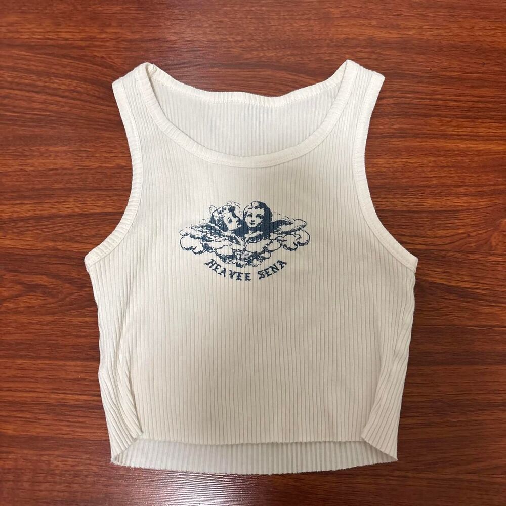 H-m Women's Cream and White Vest